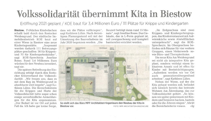 Projektbild 1, 08 | 19 Veröffentlichung # Kita | Rostock-Biestow | Neubau einer Kindertagesstätte