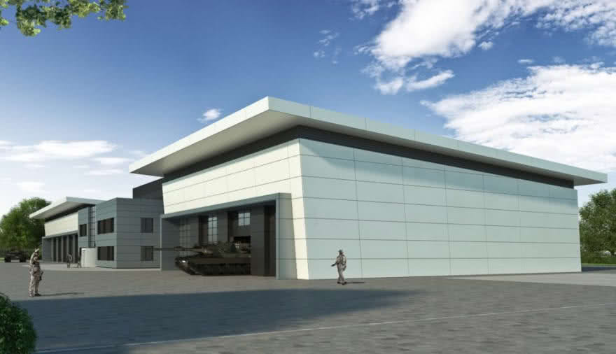 Projektbild 1, 10 | 17 Baubeginn # Kfz Instandsetzungshalle | H.-J. Zieten Kaserne Beelitz